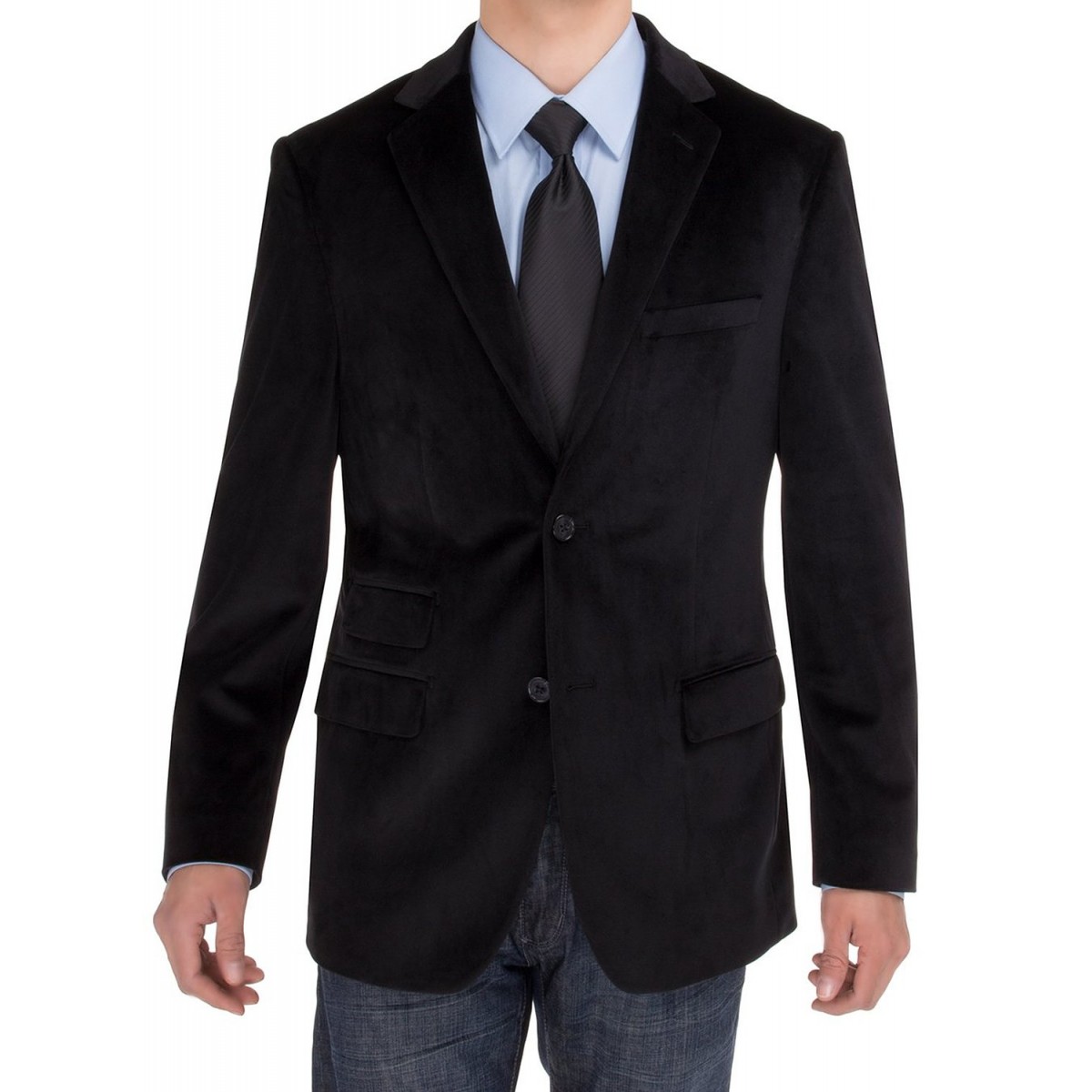 Salvatore Exte Mens Two Button Blazer Modern Fit Velvet Side Vent
