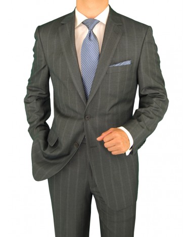 Salvatore Exte Men's 2 Button Gray Strip - Image1