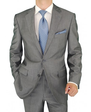 Salvatore Exte Men's 2 Button Striped Si - Image1