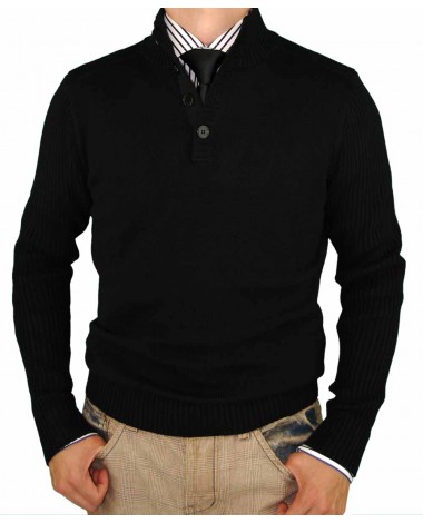 Luciano Natazzi Mens Mock Neck Ribbed Lo - Image1