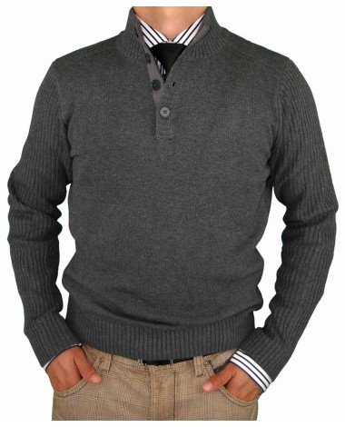 Luciano Natazzi Mens Mock Neck Ribbed Lo - Image1