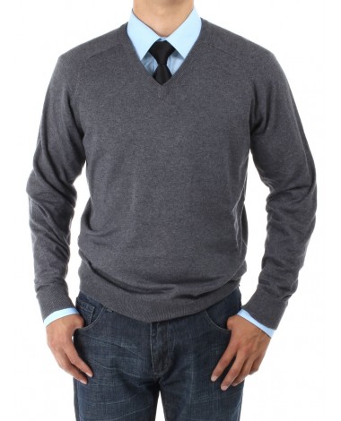 Luciano Natazzi Men's V-Neck Cotton Swea - Image1