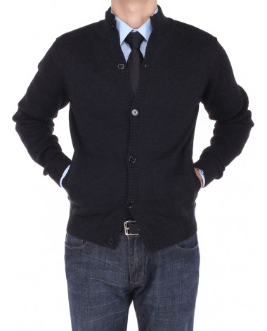 Luciano Natazzi Mens Cotton Mock Neck Ri - Image1