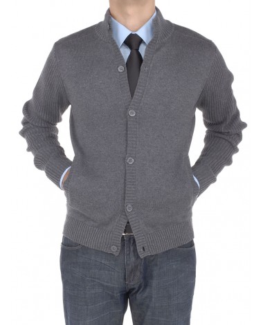 Luciano Natazzi Mens Cotton Mock Neck Ri - Image1