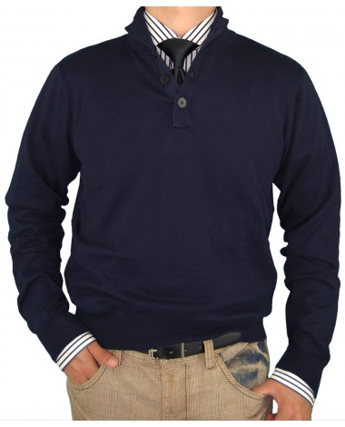 Luciano Natazzi Classic Fit Button Mock  - Image1