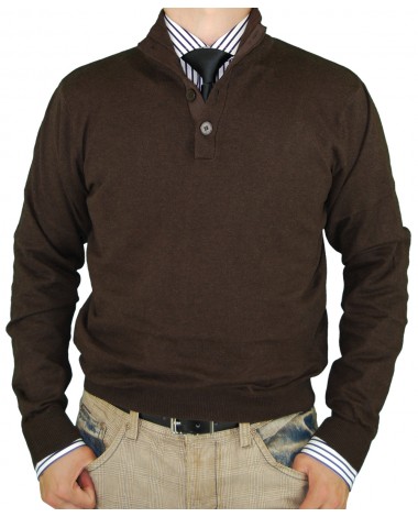 Luciano Natazzi Classic Fit Button Mock  - Image1