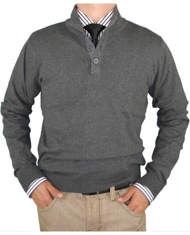 Luciano Natazzi Classic Fit Button Mock  - Image1