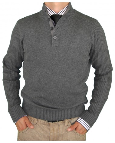 Luciano Natazzi Classic Fit Mens Mock Ne - Image1