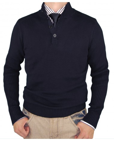 Luciano Natazzi Classic Fit Mens Mock Ne - Image1