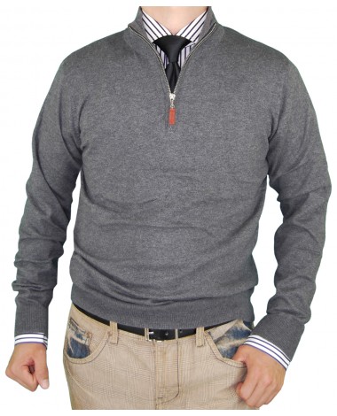 Luciano Natazzi Men Quarter Zip Mock Nec - Image1