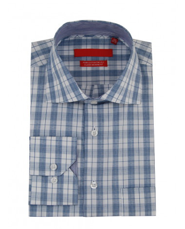 Mens GV Executive Check Dress Shirt Cott - Image1
