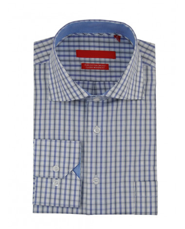 Mens GV Executive Check Dress Shirt Cott - Image1