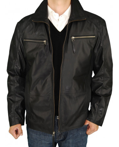 Mens Leather Double Collar Jacket Lucian - Image1