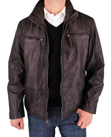 Mens Leather Double Collar Jacket Lucian - Image1