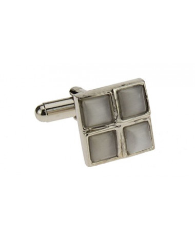 Mens Timeless Convex White Cufflinks Sta - Image1