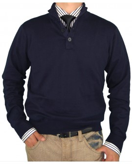 Luciano Natazzi Classic Fit Button Mock  - Image1