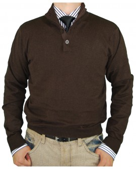 Luciano Natazzi Classic Fit Button Mock  - Image1