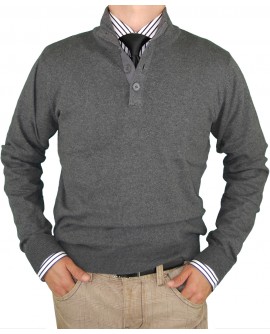 Luciano Natazzi Classic Fit Button Mock  - Image1