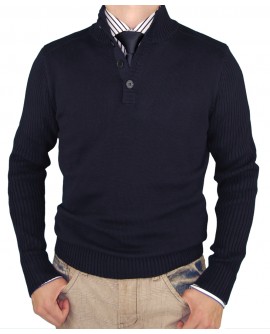 Luciano Natazzi Classic Fit Mens Mock Ne - Image1