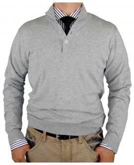 Luciano Natazzi Mens Button Mock Neck Sw - Image1
