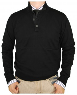 Luciano Natazzi Mens Button Mock Neck Sw - Image1