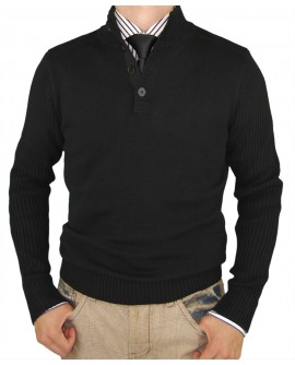Luciano Natazzi Classic Fit Mens Mock Ne - Image1