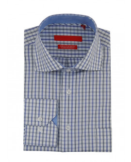 Mens GV Executive Check Dress Shirt Cott - Image1