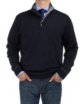 Mens BB Signature Mock Neck 1/4 Button S - Image1