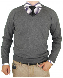 Mens LN V-Neck Cotton Sweater Cashmere T - Image1
