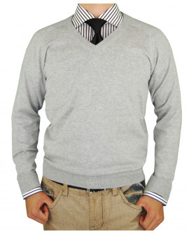 Mens LN V-Neck Cotton Sweater Cashmere T - Image1