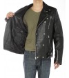 Mens Lambskin Leather Designer Moto Bike - Image5