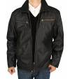 Mens Leather Double Collar Jacket Lucian - Image1