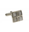 Mens Timeless Convex White Cufflinks Sta - Image1